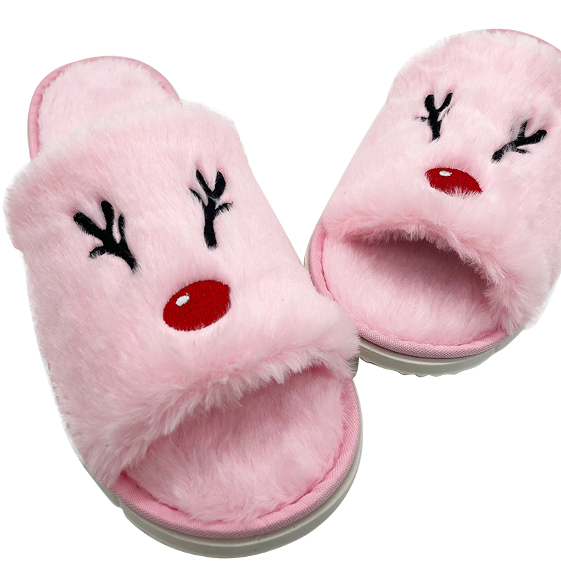 Christmas elk plush slippers-5