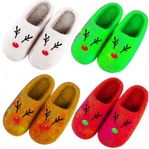 Winter Home Slippers Cotton Slippers ຂອງຂວັນວັນຄຣິດສະມາດ Santa Claus Elk Plush Slippers ສໍາລັບຜູ້ຊາຍແລະແມ່ຍິງ