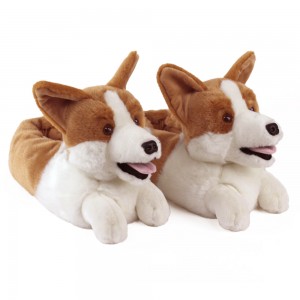 Corgi Slippers Plush Dog Slippers One Size Fits Most Cute Animal Slippers