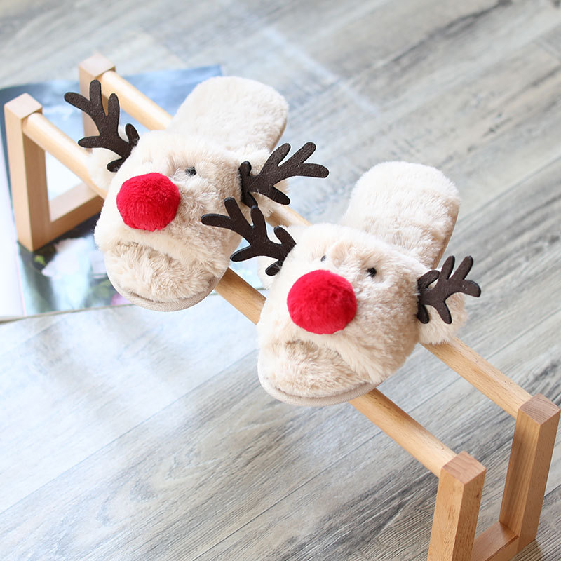 Cute Christmas elk winter home slippers 1