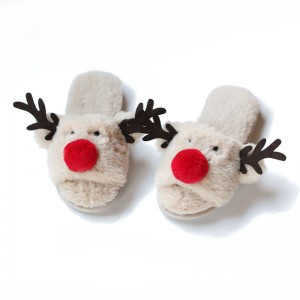 Цена по прейскуранту завода-изготовителя, милые рождественские зимние домашние тапочки с лосем и открытым носком из пены с эффектом памяти, женская обувь
