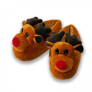 Funny Christmas Elk Slippers Soft Sole Plush Floor Slides