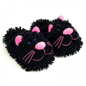 Women's Fuzzy Black Cat Slippers Home Shoes for sale