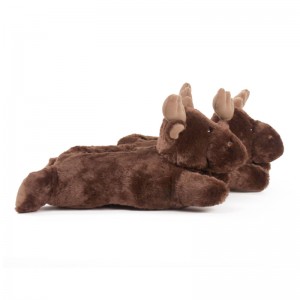 Wholesale Fuzzy Indoor Animal Christmas Moose Slippers for Men and Women