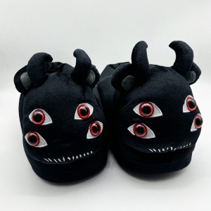 Halloween spookachtige kind pluche pantoffels zwart Lord Devil Rabbit vier ogen dieren huis schoenen zachte grappige pantoffel