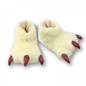 Furry Off-white Animal Claw Slippers for Sale