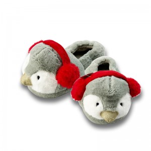 Penguin Fuzzy Slippers with Headphones Unisex House Shoe Stuffed Animal Slippers