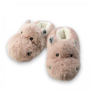 Ροζ Hippo βελούδινες παντόφλες για παιδιά και ενήλικες Βαμβακερά παπούτσια για το σπίτι Παντόφλες ζώων