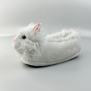 Pantoufles en peluche de chat blanc, pantoufles en coton pour garder au chaud, chaussures féminines mignonnes en fourrure pour la maison
