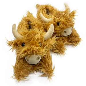 Highland cow fully enclosed cow-shaped plush slippers