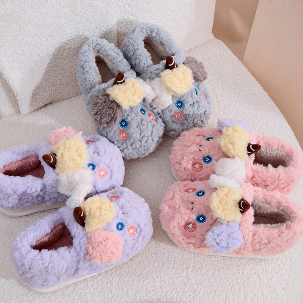 kids cotton winter kawai plush slippers2