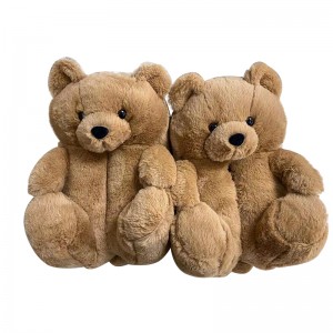 Basali Plush Cute Animal Teddy Bear Slippers bakeng sa Home Indoor
