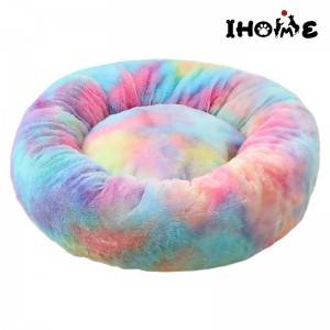 Soft Plush Dog Bed, Round Donut Pet Sofa，colorful dog mat,dog bed,warm dog bed,dog doughnut bed