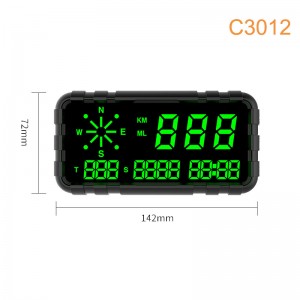 IKiKin C3012 Universal Digital Car HUD Head Up Display GPS System Speedometer Car Truck Compass Clock For All Cars