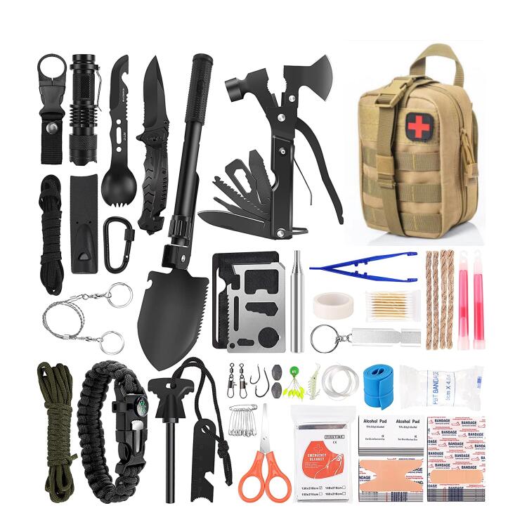 Camping emergency 142 pieces survival gear kit first aid kit with molle bag Featured Image