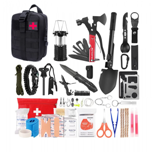 Camping Emergency Survival Kit First Aid kit with Hatchet Shovel Pliers Lantern