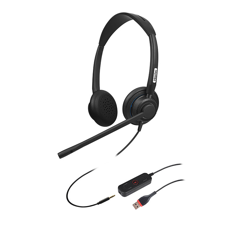 Dual Premium UC Noise Canceling Headset tare da Surutu Soke Makarufo