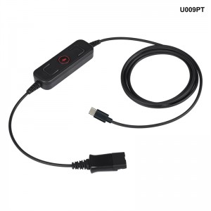 Quick Disconnect Cable PLT GN QD Cable to USB-A USB-C Connector with Inline Control for Call Center