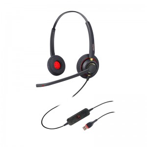 ມືອາຊີບ Binaural Noise Canceling USB headset ສໍາລັບຫ້ອງການ
