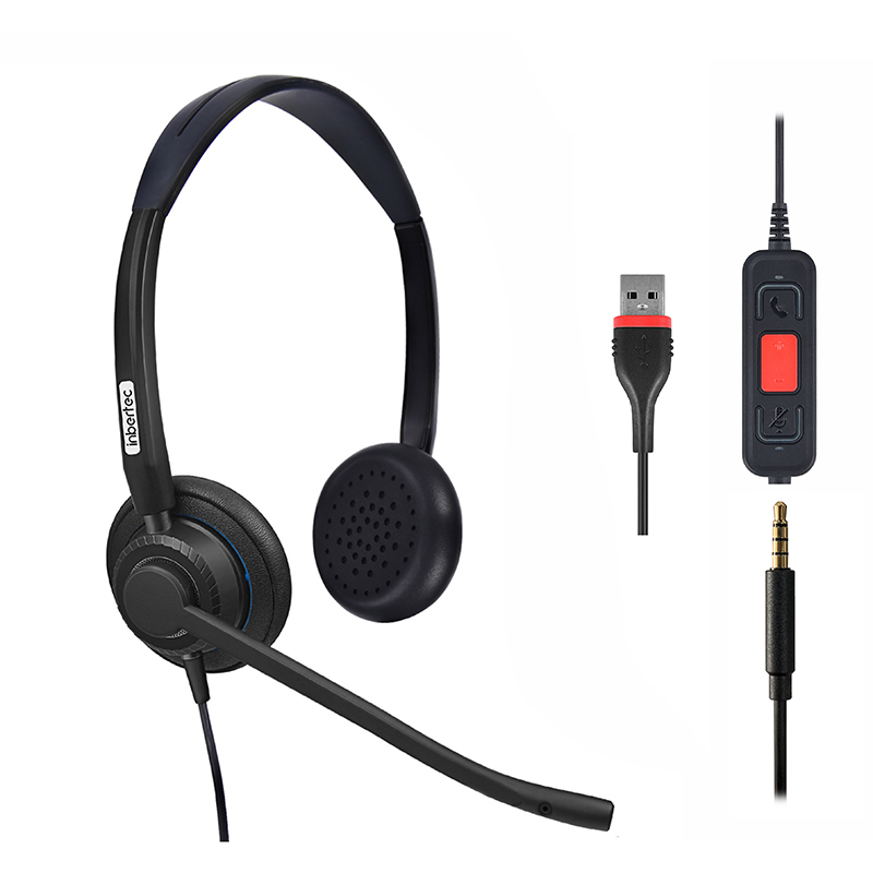 Short Lead Time for Office Headphones & Headsets - USB Headset with Microphone Noise Cancelling – Inbertec