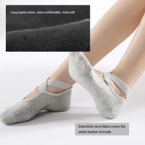 Awọn ibọsẹ Yoga pẹlu Non Slip Grips Cotton Pilates Socks Non Skid Pure Barre Socks