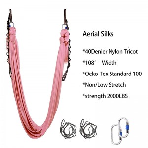 Aerial Silks Yoga Swing Set – Aerial Yoga Hammock Kit Anti-Gravity Flying for Fitness Low/Non Stretch Nylon Tricot Fabric Lako