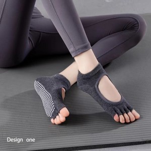 Çorape joga për femra me kapje dhe pa rrëshqitje çorape gjysmë gishtash pa gishta për balet Pilates Barre Dance