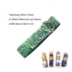 Printed Adjustable Quality Cotton Yoga Stretching Strap Yoga Carrying Strap