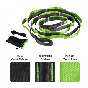 Multi-Loop Strap 12 Loops Yoga Stretch Strap Nonelastic Stretch Strap ສໍາລັບການປິ່ນປົວທາງດ້ານຮ່າງກາຍ Pilates Dance ແລະ Gymnastics ກັບຖົງພົກພາ