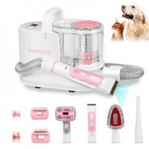 Electric Pet Vacuum Cleaner dog hair vaccum Grooming Brush Kit pink