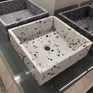 Artificial Stone Square Cement Terrazzo Washing Basin or Sink for Bathroom and Kitchen
