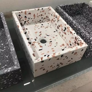 Artificial Stone Square Cement Terrazzo Washing Basin or Sink for Bathroom and Kitchen