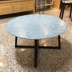 Wholesale Home Furniture Blue,grey Stone Chips Black Terrazzo stone Table