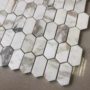 Diflart Carrara White Marble Mosaic Tiles Polished for Kitchen Bathroom Backsplash Pack of 5