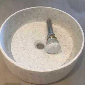 modern multi white color black terrazzo stone vessel sink