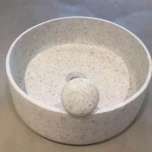 modern multi white color black terrazzo stone vessel sink