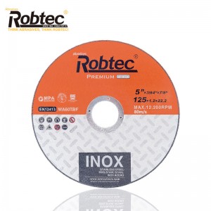 Abrasives Extra-thin Cut-off Disc ROBTEC Brand 5″x3/64″x7/8″ (125×1.2×22.2 mm) Cutting INOX/ Stainless Steel