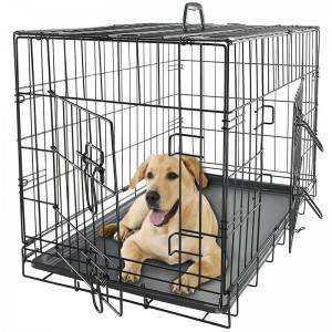 Foldable outdoor animal heavy duty dog pet crate folding xxl dog cage with two door design