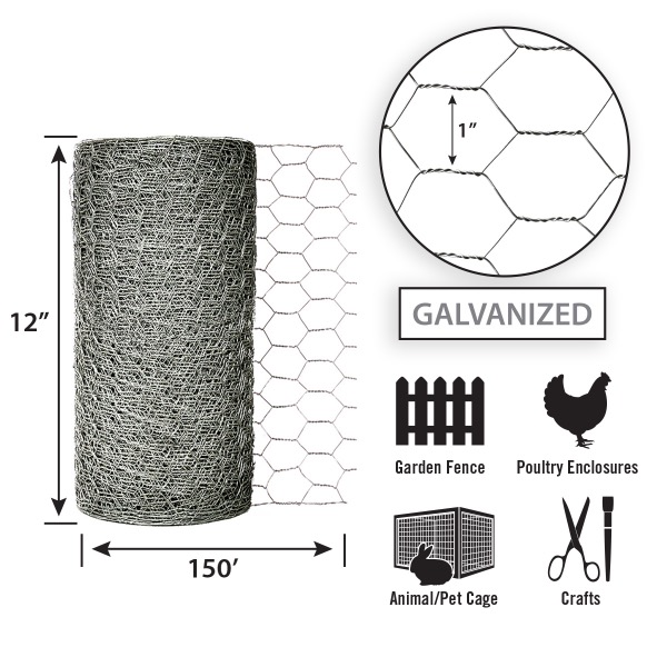 Factory Price Mesh Hardware Cloth - Utility Galvanized Hexagonal Wire Mesh Fencing 12 Inch X 150 Ft – Tian Yilong