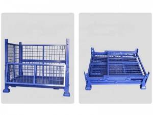 Warehouse Auto Parts Storage Wire Mesh Stackable Folding Metal Cage Container