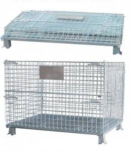 Warehouse Folding Steel Wire Mesh Metal Cage Storage Container