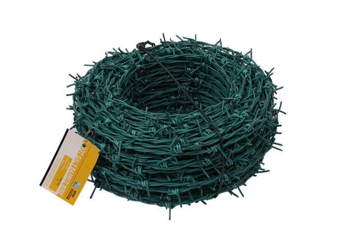 Green PVC Coated Barbed Wire Fence