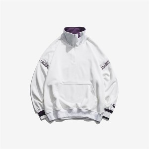 Pullover zipper men hoodies 100% cotton