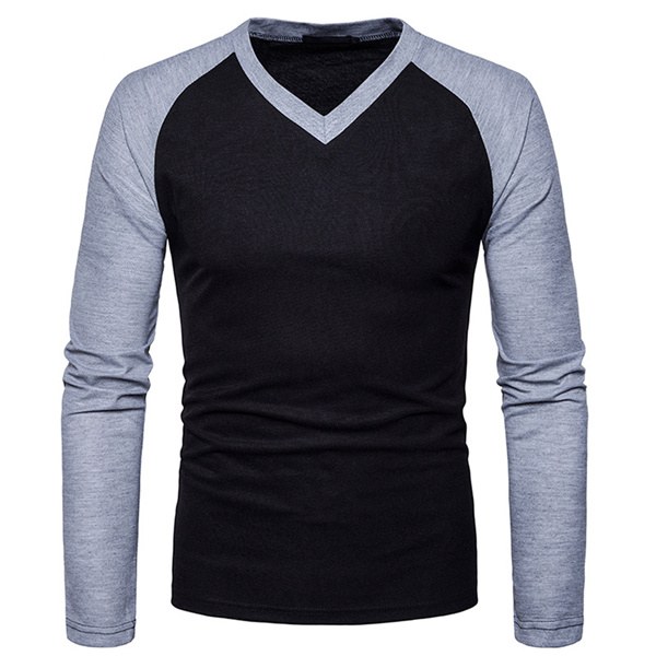 Men’s Casual Long Sleeve V neck Slim Fit Tshirt Featured Image