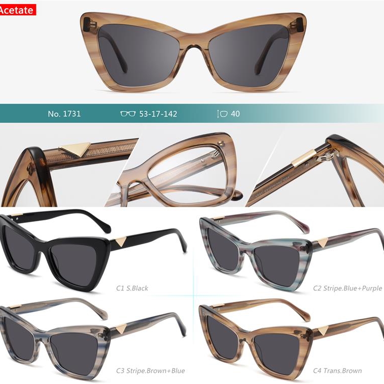 OEM High Quality Folding Reading Glasses Factory –  T1731S Fashionable unique stylish High quality acetate frame sunglasses – IVISION