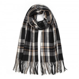China OEM Factory Wholesale Classic Winter Soft Warm Plaid Long Scarf with Tassels for Men