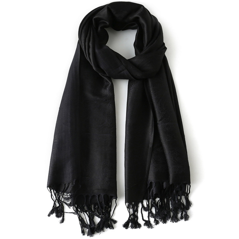 Wholesale Versatile Spring Soft Black Paisley Shawls and Scarfs for Women