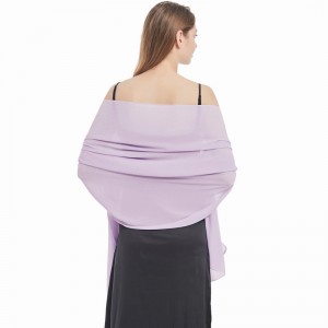 Custom Popular Spring Women Light Purple Chiffon Shawl Wrap Scarfs