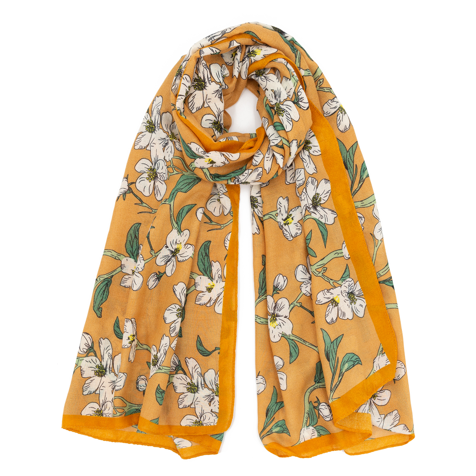 Wholesale Super Soft Yellow Floral Lightweight Shawls and Wrap Scarves