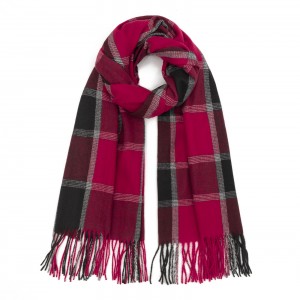 China Factory Wholesale Plaid Checked Long Scarf with Tassels for Women
